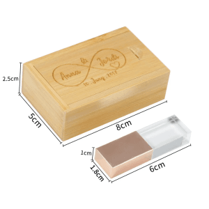 Premium Crystal USB Flash Drive with Natural Bamboo Gift Box
