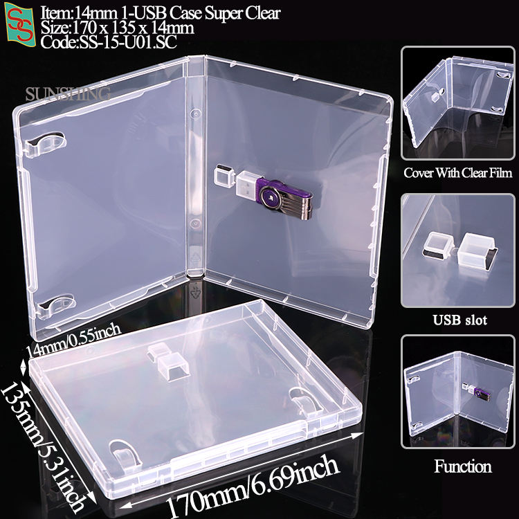 14mm Super Clear Universal USB Flash Drive Case - DVD Style Packaging with Transparent Cover Sleeve (Single Slot) - 图片 5