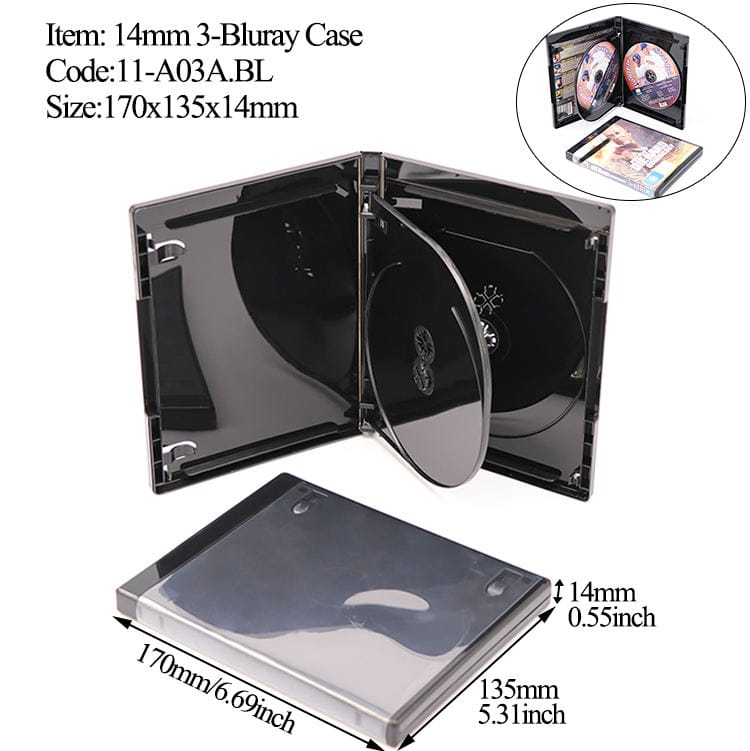 Premium 14mm Multi-Disc Blu-ray Replacement Cases | Single to 6-Disc Capacity | Professional Quality Clear/Blue/Black Storage Covers - 图片 10