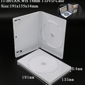 14mm single DVD case, white, 191x135mm, blank 1-disc DVD case