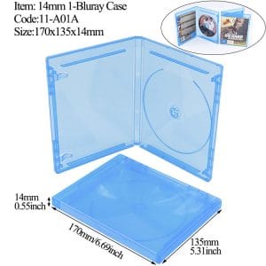 14mm Standard Single Blu-ray Replacement Case Translucent Blue with Push Button Hub