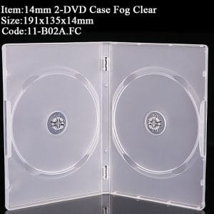 14mm double DVD case, frosted clear, 191x135mm, blank 2-disc DVD case with item code 11-B02A.FC